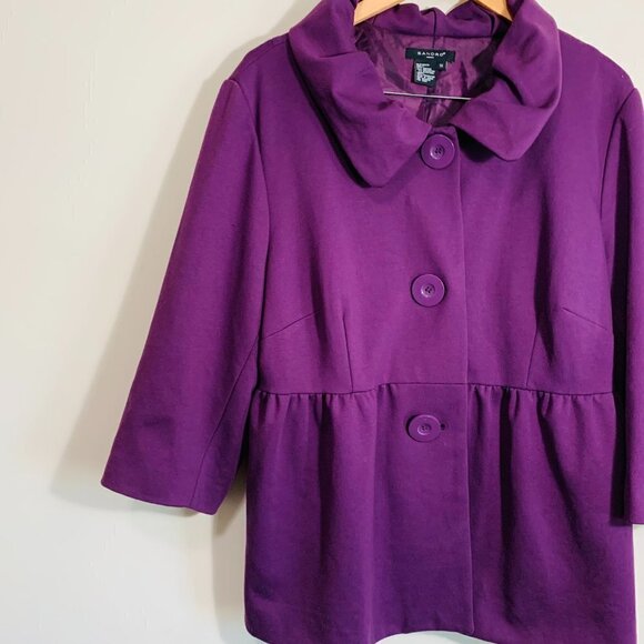 Sandro Purple 3 Button Pea Coat Women's Size 1X - Picture 3 of 6